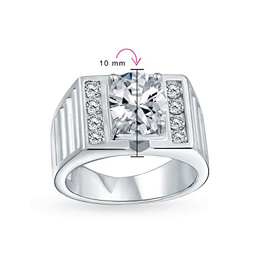 Bling Jewelry 6Ct Oval Corte Solitario AAA CZ Anillo Boda Acoplamiento Banda Ancha Latón Chapado En Plata Mate Acabado Pincel