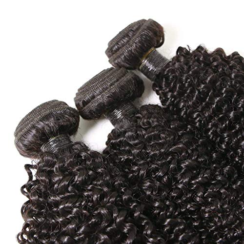 BLISSHAIR Kinkys Rizado Cabello Humano 3 Paquetes 8A Brasileño Virginal Tejido Extensiones de cabello rizado profundo para mujeres negras Color natural 8 8 8 pulgadas