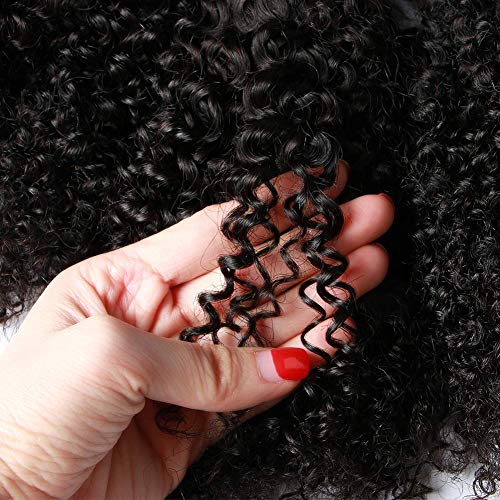 BLISSHAIR Kinkys Rizado Cabello Humano 3 Paquetes 8A Brasileño Virginal Tejido Extensiones de cabello rizado profundo para mujeres negras Color natural 8 8 8 pulgadas