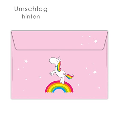 'Bloc-notes/lettre Block "Licorne Arc-en-ciel DIN A5 (Bloc Ligné 50 feuilles de papier pour fille, lettres lettre) avec 20 enveloppes/