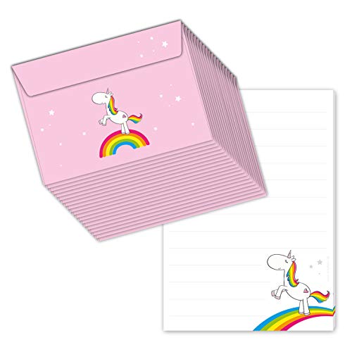'Bloc-notes/lettre Block "Licorne Arc-en-ciel DIN A5 (Bloc Ligné 50 feuilles de papier pour fille, lettres lettre) avec 20 enveloppes/