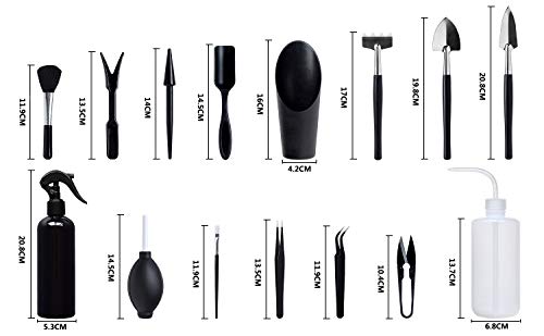 BlueMake 15 piezas de herramientas de plantas suculentas, mini jardín de trasplante manual Herramientas suculentas Plantación en miniatura