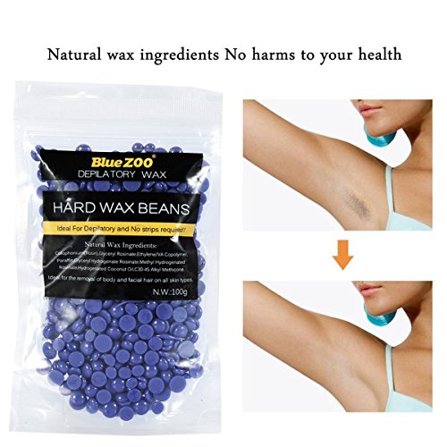 Bluezoo – La depilación original de granos de cera dura – Lavanda – Ideal para la eliminación indolora del bikini y el pelo corporal para todos los tipos de piel – 100 g (lila)