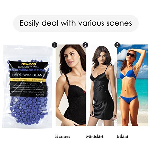 Bluezoo – La depilación original de granos de cera dura – Lavanda – Ideal para la eliminación indolora del bikini y el pelo corporal para todos los tipos de piel – 100 g (lila)