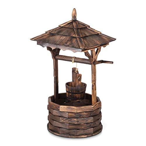 blumfeldt Loreley Gusto Edition- Pozo Decorativo, 135 cm de Altura, Peso: Aprox. 10 kg, Tratamiento Resistente a la Intemperie, Madera de Abeto Envejecida, Ideal Jardines y terrazas, Marrón Oscuro