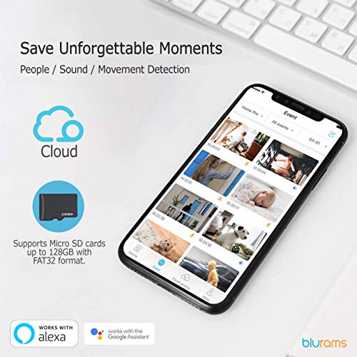 Blurams Home Pro 1080p FHD Cámara de Vigilancia en Domo para el Hogar-WiFi Micrófono-Altavoz Detección Inteligente Personas/Animales/Sonidos Alertas Móvil Tiempo Real Espacio Privado(iOS Android)