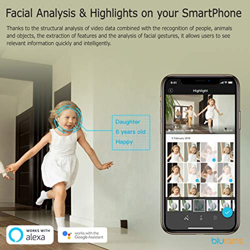 Blurams Home Pro 1080p FHD Cámara de Vigilancia en Domo para el Hogar-WiFi Micrófono-Altavoz Detección Inteligente Personas/Animales/Sonidos Alertas Móvil Tiempo Real Espacio Privado(iOS Android)