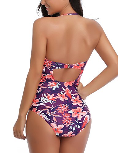 Bmeigo Traje De Baño De Una Pieza Mujer Trajes de baño Vintage Floral Monokini Bañador Swimwear Beachwear