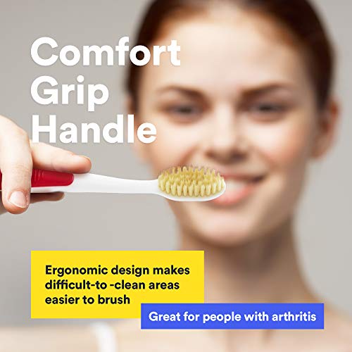 Boca Watchers antimicrobianas Plata Cepillo de Dientes ~ 4-Pack Adultos Naranja, Azul, Rojo y Verde