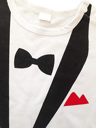 Body Bebé - Conjunto Smoking para Niños: Mameluco Traje con Pajarita - Vestidos de Bebé (Blanco, 70)