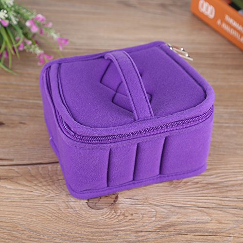 Bolsa de aceites esenciales, 30 botellas Shockproof Aceites Esenciales Organizador Viaje aceite esencial bolsa estuche para dama morado