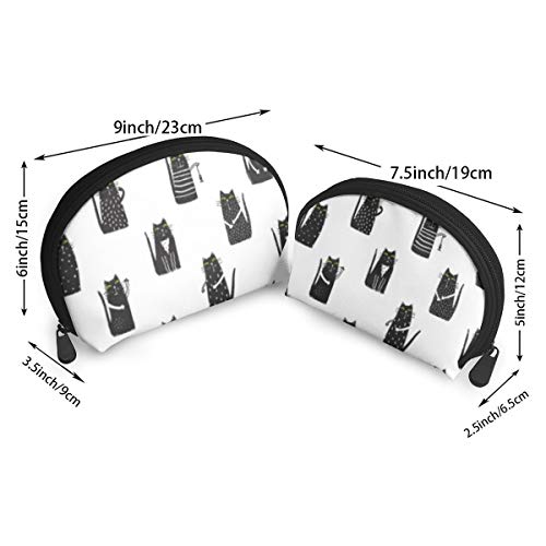 Bolsa de almacenamiento de maquillaje portátil con diseño de dibujos animados y gatitos dibujados a mano, organizador de pintalabios, bolsa de mano, bolsa de aseo, 2 unidades