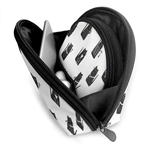 Bolsa de almacenamiento de maquillaje portátil con diseño de dibujos animados y gatitos dibujados a mano, organizador de pintalabios, bolsa de mano, bolsa de aseo, 2 unidades