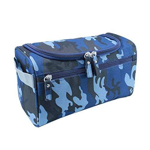Bolsa de Aseo para Hombre, Organizador de Viaje de Nylon, Bolsa de cosméticos para Mujeres, Neceser Grande, Estuche de Maquillaje, Bolsa de Maquillaje, 14x13x25 cm, Camuflaje Azul Marino