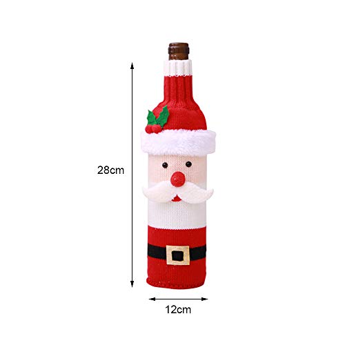Bolsa de boda de flores de cristal – Fundas decorativas para botellas de vino de punto de Papá Noel, muñeco de nieve, ciervo, juego de decoración de ropa – Medias y soportes