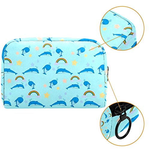 Bolsa de brochas de maquillaje personalizables, bolsas de aseo portátiles para mujeres, bolso cosmético, organizador de viaje, ballena arco iris