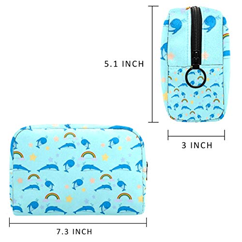 Bolsa de brochas de maquillaje personalizables, bolsas de aseo portátiles para mujeres, bolso cosmético, organizador de viaje, ballena arco iris