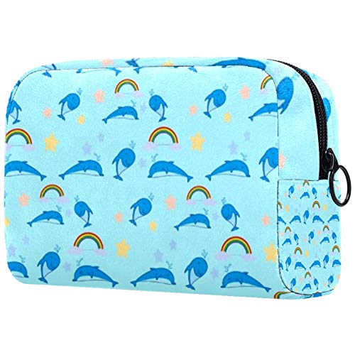 Bolsa de brochas de maquillaje personalizables, bolsas de aseo portátiles para mujeres, bolso cosmético, organizador de viaje, ballena arco iris