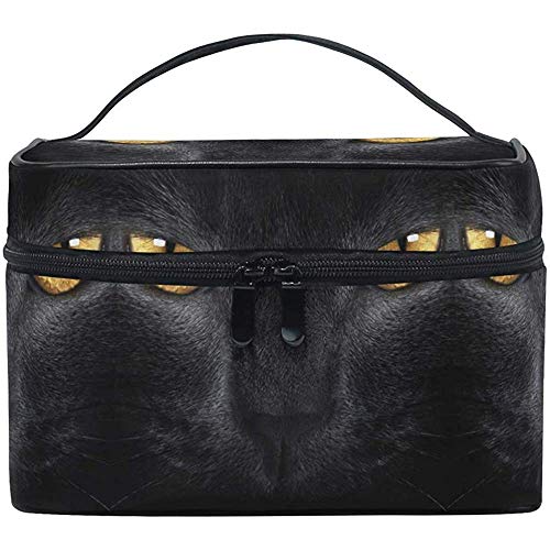 Bolsa de cosméticos Art Black Cat Eyes Maquillaje Bolsa para mujeres Cosmetic Bag Toiletry Train Case