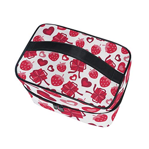 Bolsa de cosméticos de Viaje Strawberry Heart Gift Red ToiletryBolsa de Maquillaje Pouch Tote Case Organizer Storage For Women Girls