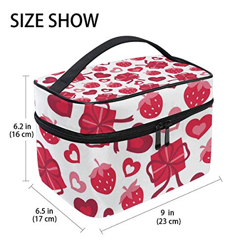 Bolsa de cosméticos de Viaje Strawberry Heart Gift Red ToiletryBolsa de Maquillaje Pouch Tote Case Organizer Storage For Women Girls