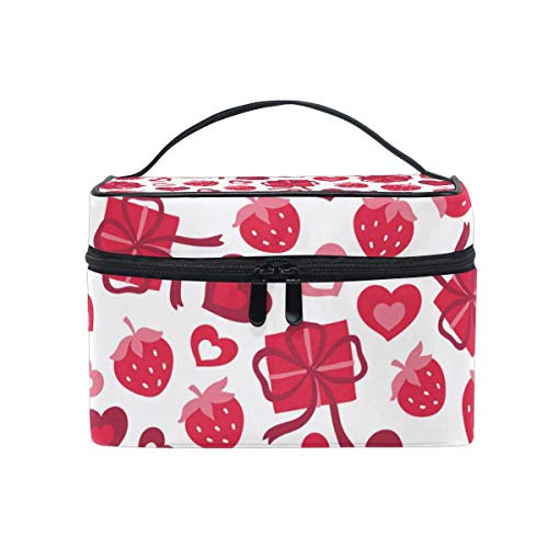 Bolsa de cosméticos de Viaje Strawberry Heart Gift Red ToiletryBolsa de Maquillaje Pouch Tote Case Organizer Storage For Women Girls