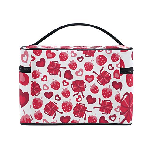Bolsa de cosméticos de Viaje Strawberry Heart Gift Red ToiletryBolsa de Maquillaje Pouch Tote Case Organizer Storage For Women Girls
