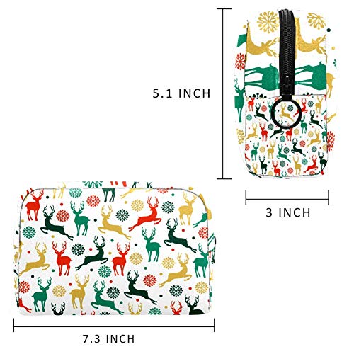 Bolsa de cosméticos Navidad Rein Deers y copos de nieve Adorable espacioso maquillaje Bolsas de viaje Neceser Accesorios Organizador