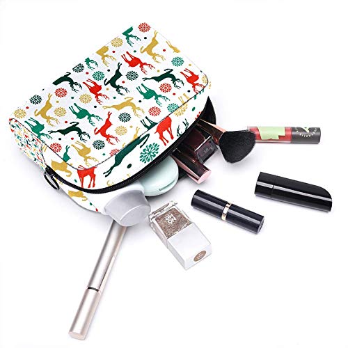 Bolsa de cosméticos Navidad Rein Deers y copos de nieve Adorable espacioso maquillaje Bolsas de viaje Neceser Accesorios Organizador
