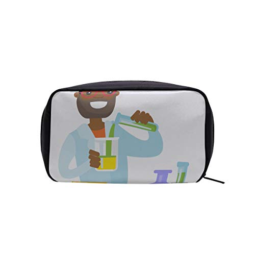 Bolsa de cosméticos para niños Estudiante de raza caucásica Llevar laboratorio Experimento Bolsa de aseo para niños Bolsa de maquillaje Adolescentes Niñas Mujer Bolsa suave Bolsas de cosméticos Estu