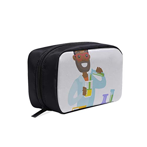 Bolsa de cosméticos para niños Estudiante de raza caucásica Llevar laboratorio Experimento Bolsa de aseo para niños Bolsa de maquillaje Adolescentes Niñas Mujer Bolsa suave Bolsas de cosméticos Estu