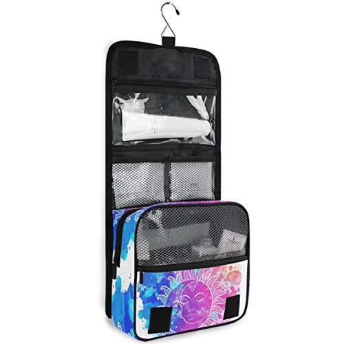Bolsa de cosméticos Viaje Colgando Bolsa de aseo Misterioso Sol Luna Patrón Bolsa de almacenamiento de viaje Bolsa de maquillaje portátil Bolsa organizadora para las mujeres