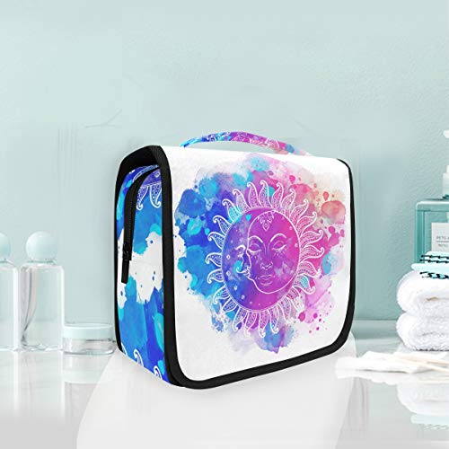 Bolsa de cosméticos Viaje Colgando Bolsa de aseo Misterioso Sol Luna Patrón Bolsa de almacenamiento de viaje Bolsa de maquillaje portátil Bolsa organizadora para las mujeres