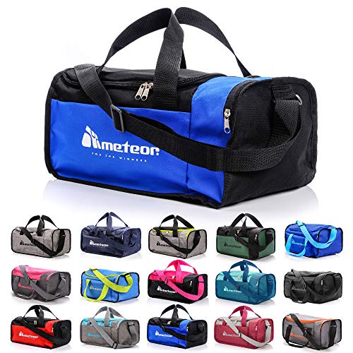 Bolsa de Deporte Gimnasio Fitness Viaje Vacaciones Deportiva - Bolso Universal con Bandolera - Bolsa plegada Ideal para jóvenes y Adultos, Hombre y Mujer 20L y 40L (Azul/Negro, 20 L)