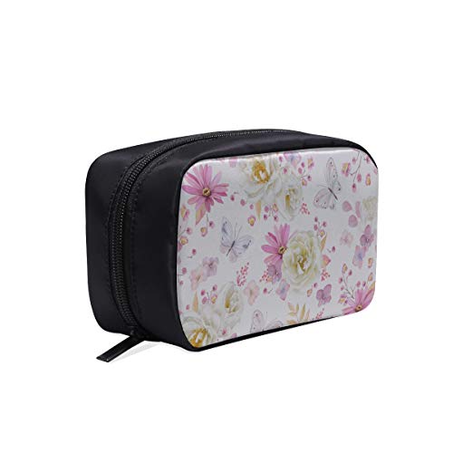 Bolsa de maquillaje clásica Hermosas flores florales Bolsas de cosméticos con cremallera para mujeres Bolsas de moda para mujer Bolsa de maquillaje Bolsas de cosméticos de viaje pequeñas Estuche mult
