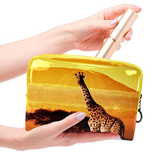 Bolsa de Maquillaje para niños Árbol de Jirafa al Atardecer Accesorio de Viaje Neceser Pequeño Bolsas de Aseo Impermeable Cosmético Organizadores de Viaje 18.5x7.5x13cm