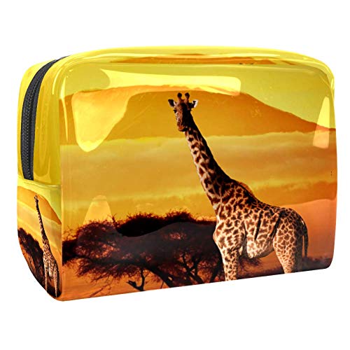 Bolsa de Maquillaje para niños Árbol de Jirafa al Atardecer Accesorio de Viaje Neceser Pequeño Bolsas de Aseo Impermeable Cosmético Organizadores de Viaje 18.5x7.5x13cm