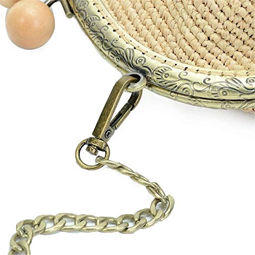 Bolsa de Paja de la Playa del Verano Bolsa de Tejido a Mano de Paja Tejida Bolsa Salvaje Diagonal Mar Moda Bolsa de Estilo Rural del Hombro Bohemio Bolso de Paja (Color : True Color, Size : S)