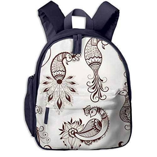 Bolsa La Escuela Mochila con Tatuaje Barbas Pavos Reales Indios Impermeable Mochilas para Niños Niñas