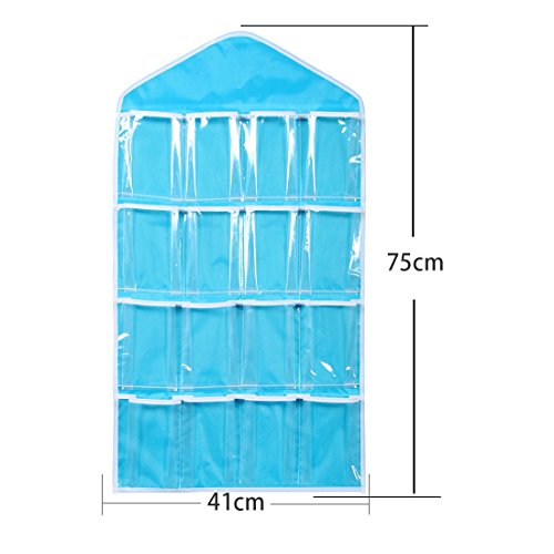 Bolsa transparente para colgar con 16 bolsillos, para colgar en la puerta, zapatero para colgar ropa interior, calcetines, sujetadores, almacenamiento, organizador (verde)
