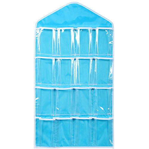 Bolsa transparente para colgar con 16 bolsillos, para colgar en la puerta, zapatero para colgar ropa interior, calcetines, sujetadores, almacenamiento, organizador (verde)