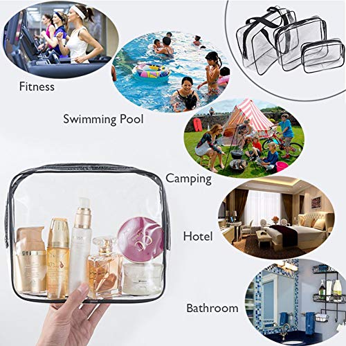 Bolsas de Aseo Transparente Viaje Impermeable Mujer Bolsa de Cosmético Organizador de Viaje 3 Pcs