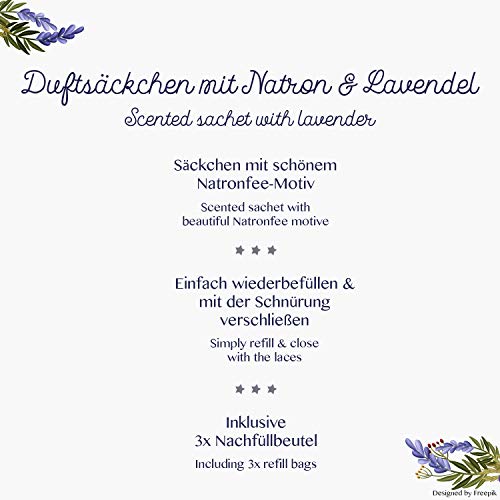 Bolsas de fragancia para el armario y los cajones - Neutralizador de olores - Bicarbonato de sodio bolsitas perfumadas con lavanda - Bolsas de lavanda para la cocina, el coche, el armario y más.