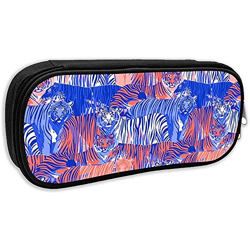 Bolso Bolso Bolso Tiger Pie Y Caminando Rosa Azul Estuche De Lápices Estuche Estacionario Maquillaje Bolsa De Cosméticos