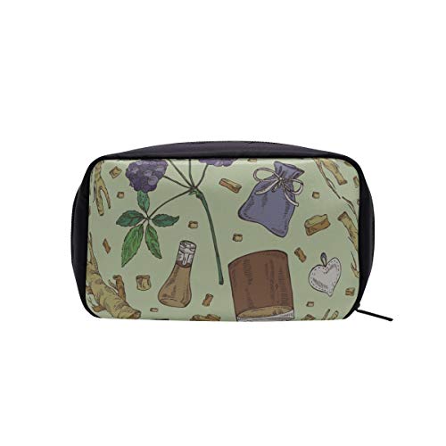 Bolso cosmético lindo Moda Ginseng natural Hierbas medicinales Bolso cosmético Bolso Maquillaje de viaje Bolso cosmético Bolso de mano Bolsos cosméticos de moda para mujer Estuche multifunción Estuc