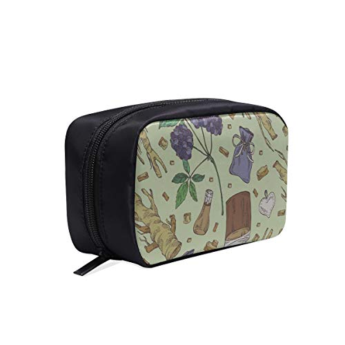 Bolso cosmético lindo Moda Ginseng natural Hierbas medicinales Bolso cosmético Bolso Maquillaje de viaje Bolso cosmético Bolso de mano Bolsos cosméticos de moda para mujer Estuche multifunción Estuc