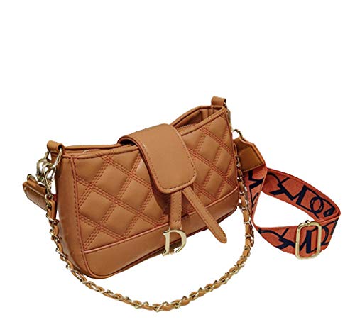 Bolso Cuadrado Pequeño Con Cadena De Diamantes, Bolso De Mensajero De Un Solo Hombro, Bolso Femenino Con Textura Todo Fósforo, Fragancia Pequeña, Naranja