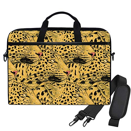 Bolso de Hombro para portátil Leopard Face Tattoo Funda para portátil de 15,6 Pulgadas para Mujeres y Hombres