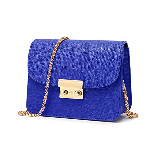 Bolso de Hombro pequeña de Mujer Bolso de Bandolera de Cuero PU Bolso de Mano Casual Moda Crossbody para niñas Señoras-Azul