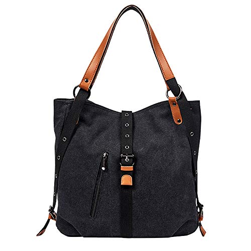 Bolso de mano de la lona de las mujeres bolsos de diseñador femenino de gran capacidad de ocio bolsas de hombro grandes bolsas de viaje, color Negro, talla Talla Unica